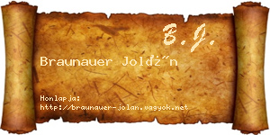 Braunauer Jolán névjegykártya